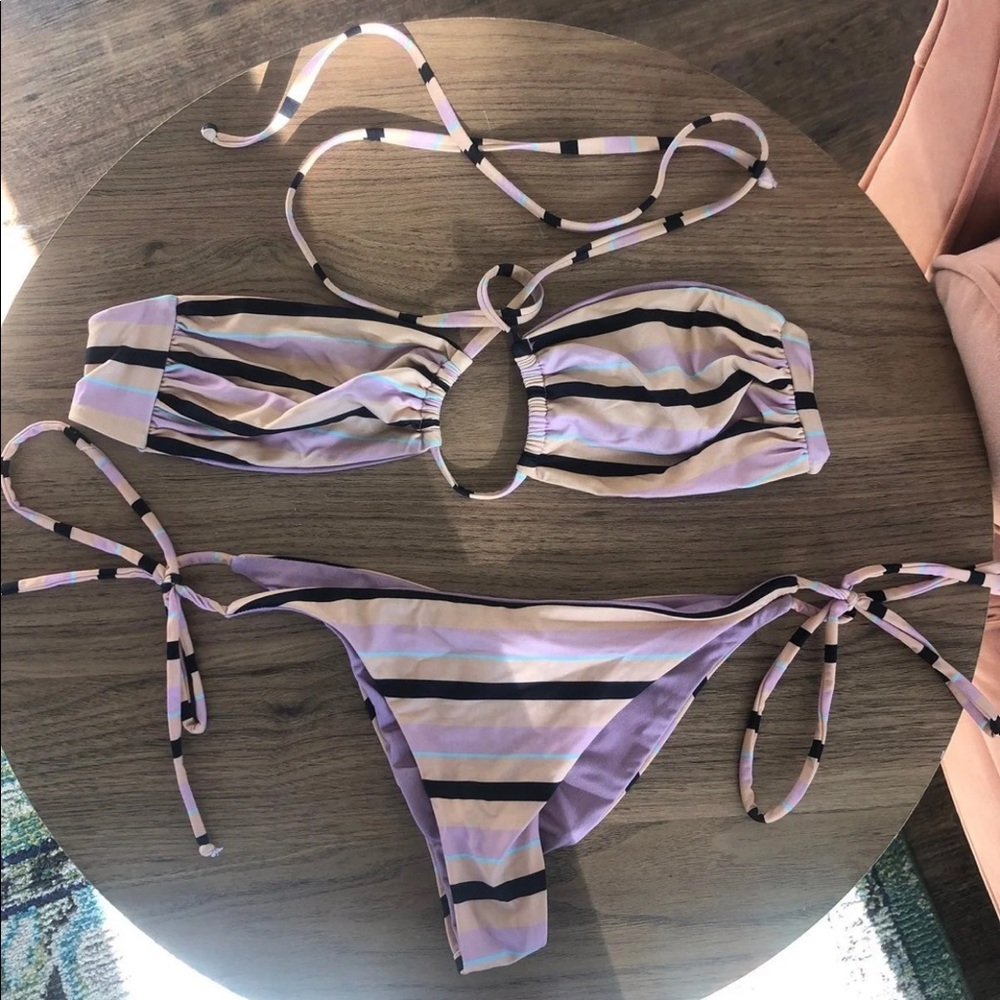 Beach riot striped bikini set